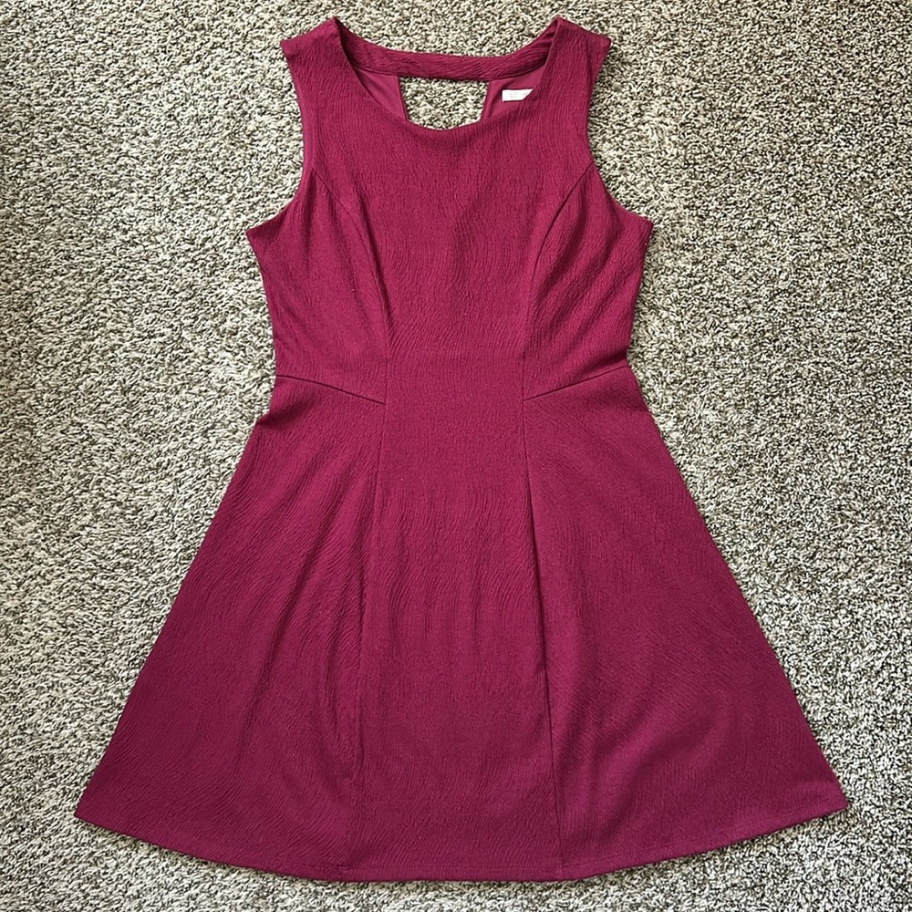 Lauren Conrad for Kohls Textured Maroon Sleeveless Fit & Flare Dress Size 8